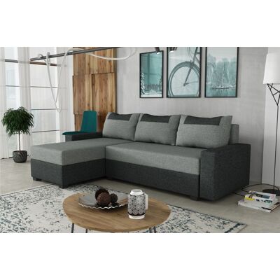 Fun Möbel Ecksofa Schlafsofa Sofa HEDVIG LUX Inari Dunkelgrau- Grau Ottomane Links Fun Möbel Ecksofa Schlafsofa Sofa HEDVIG LUX Inari Dunkelgrau- Grau Ottomane Links