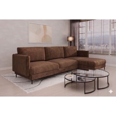 Fun Moebel Ecksofa Designersofa HELMER MAX Stoff Vibe Braun Ottomane Rechts Fun Moebel Ecksofa Designersofa HELMER MAX Stoff Vibe Braun Ottomane Rechts