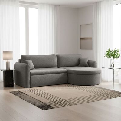 Fun Möbel Ecksofa Schlafsofa FELIZ Stoff Quelle Grau Ottomane Rechts Fun Möbel Ecksofa Schlafsofa FELIZ Stoff Quelle Grau Ottomane Rechts
