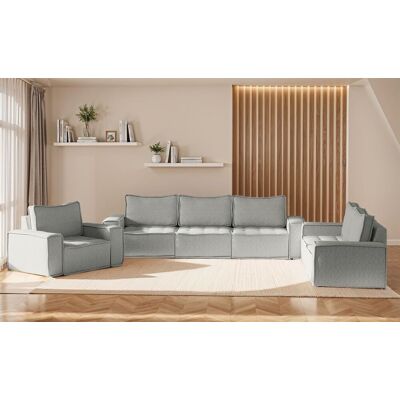 Fun Möbel Sofaset Modulsofa-Set 6-teilig SANDE 3-2-1 Stoff Alpine Hellgrau Fun Möbel Sofaset Modulsofa-Set 6-teilig SANDE 3-2-1 Stoff Alpine Hellgrau