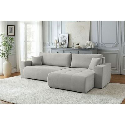 Fun Möbel Ecksofa Schlafsofa Sofa ARMARI in Stoff Wind Grau Ottomane Links Fun Möbel Ecksofa Schlafsofa Sofa ARMARI in Stoff Wind Grau Ottomane Links