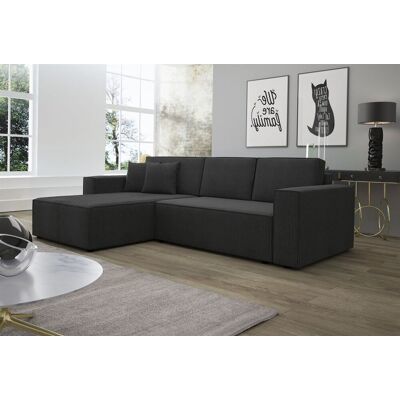 Fun Moebel Ecksofa Schlafsofa Sofa CONOR Stoff Schwarz Ottomane Links Fun Moebel Ecksofa Schlafsofa Sofa CONOR Stoff Schwarz Ottomane Links