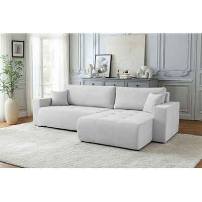 Fun Möbel Ecksofa Schlafsofa Sofa ARMARI in Stoff Wind Hellgrau Ottomane Links Fun Möbel Ecksofa Schlafsofa Sofa ARMARI in Stoff Wind Hellgrau Ottomane Links