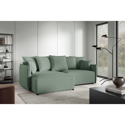 Fun Möbel Ecksofa Schlafsofa Sofa MINEA in Stoff Abriamo Hellgrün Ottomane Links Fun Möbel Ecksofa Schlafsofa Sofa MINEA in Stoff Abriamo Hellgrün Ottomane Links