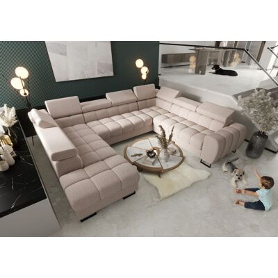 Fun Moebel Wohnlandschaft Schlafsofa BASTIEN XL in Stoff Gemma Creme Ottomane Links Fun Moebel Wohnlandschaft Schlafsofa BASTIEN XL in Stoff Gemma Creme Ottomane Links