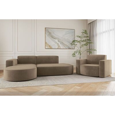 Fun Möbel OUTLET Sofa Set 2-teilig Sessel und Ecksofa PALMA XS Stoff Noel Braun Ottoman... Fun Möbel OUTLET Sofa Set 2-teilig Sessel und Ecksofa PALMA XS Stoff Noel Braun Ottoman...