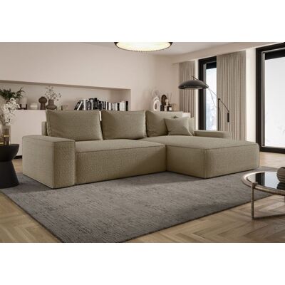 Fun Möbel Ecksofa Schlafsofa Sofa WALKEN Stoff Quelle Dunkelbeige Ottomane Rechts Fun Möbel Ecksofa Schlafsofa Sofa WALKEN Stoff Quelle Dunkelbeige Ottomane Rechts
