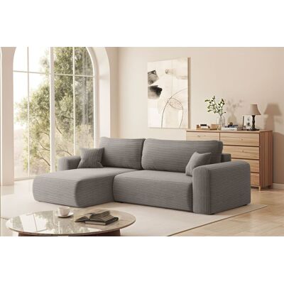 Fun Möbel Ecksofa Schlafsofa FLORA Stoff Poso Grau Ottomane Links Fun Möbel Ecksofa Schlafsofa FLORA Stoff Poso Grau Ottomane Links
