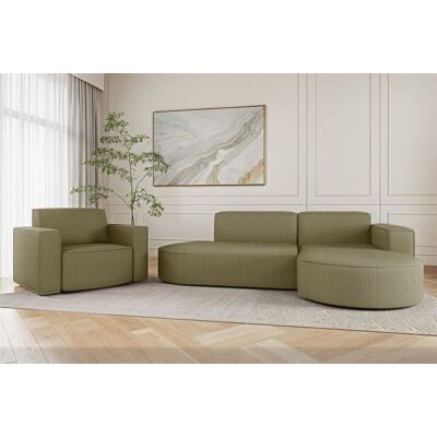 Fun Möbel Sofa Set 2-teilig Sessel und Ecksofa PALMA XS Stoff Scala Kiwi Ottomane Rechts Fun Möbel Sofa Set 2-teilig Sessel und Ecksofa PALMA XS Stoff Scala Kiwi Ottomane Rechts
