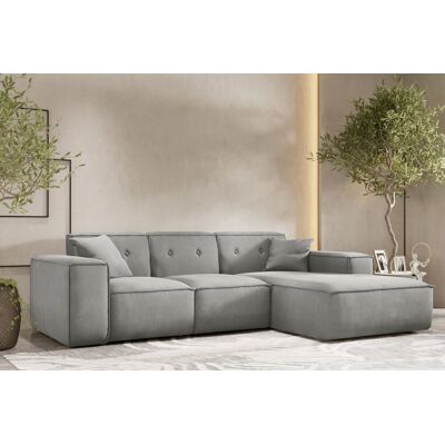 Fun Möbel Ecksofa Designersofa CESINA Stoff Opera Velvet Steingrau Ottomane Rechts Fun Möbel Ecksofa Designersofa CESINA Stoff Opera Velvet Steingrau Ottomane Rechts