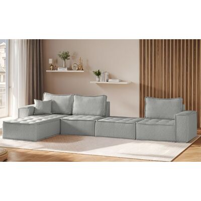 Fun Möbel Ecksofa Modulsofa 4-teilig SANDE XL Stoff Alpine Hellgrau Ottomane Links Fun Möbel Ecksofa Modulsofa 4-teilig SANDE XL Stoff Alpine Hellgrau Ottomane Links