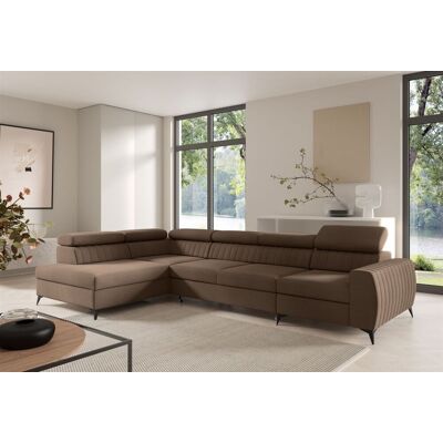 Fun Moebel Ecksofa Schlafsofa Sofa TORONTO XL Stoff Element Schokobraun Ottomane Links Fun Moebel Ecksofa Schlafsofa Sofa TORONTO XL Stoff Element Schokobraun Ottomane Links