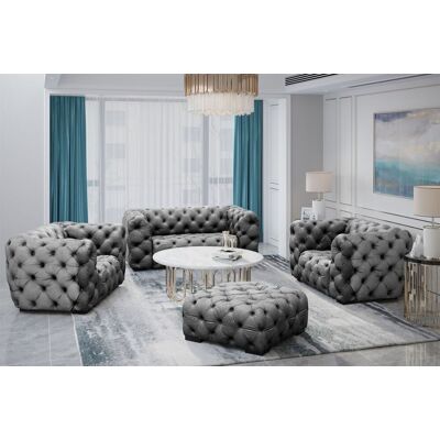 Fun Moebel Sofaset Designersofa NATALIE 2-1-1 in Stoff Riviera Steel Fun Moebel Sofaset Designersofa NATALIE 2-1-1 in Stoff Riviera Steel