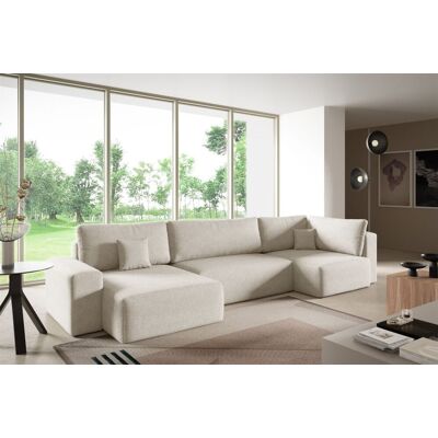 Fun Möbel Wohnlandschaft mit Schlaffunktion ARONA XL Stoff Centaur Creme Ottomane Links Fun Möbel Wohnlandschaft mit Schlaffunktion ARONA XL Stoff Centaur Creme Ottomane Links