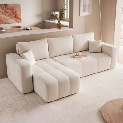 Fun Möbel Ecksofa Schlafsofa Sofa LEROS in Stoff Manila Creme Ottomane Links Fun Möbel Ecksofa Schlafsofa Sofa LEROS in Stoff Manila Creme Ottomane Links