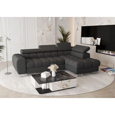 Fun Moebel Ecksofa Schlafsofa BASTIEN in Stoff Gemma Dunkelgrau Ottomane Rechts Fun Moebel Ecksofa Schlafsofa BASTIEN in Stoff Gemma Dunkelgrau Ottomane Rechts