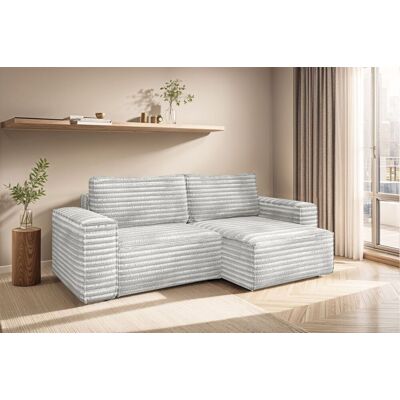 Fun Möbel Ecksofa Schlafsofa MADLEN Stoff Velo Hellgrau Ottomane Rechts Fun Möbel Ecksofa Schlafsofa MADLEN Stoff Velo Hellgrau Ottomane Rechts