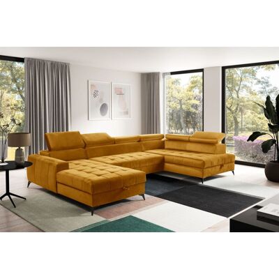 Fun Möbel Wohnlandschaft Schlafsofa AGNESA Stoff Salvador Honiggelb Ottomane Links Fun Möbel Wohnlandschaft Schlafsofa AGNESA Stoff Salvador Honiggelb Ottomane Links