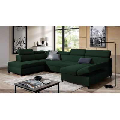 Fun Möbel Wohnlandschaft Schlafsofa Sofa ANTON in Stoff Esito Dunkelgrün Ottomane Rechts Fun Möbel Wohnlandschaft Schlafsofa Sofa ANTON in Stoff Esito Dunkelgrün Ottomane Rechts