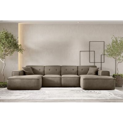 Fun Möbel Wohnlandschaft Sofa U-Form CESINA in Stoff Opera Velvet Taupe Fun Möbel Wohnlandschaft Sofa U-Form CESINA in Stoff Opera Velvet Taupe