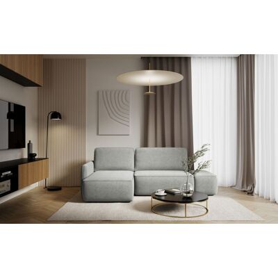 Fun Möbel Ecksofa mit Schlaffunktion Sofa LUKA in Stoff Cremona Hellgrau Ottomane Links Fun Möbel Ecksofa mit Schlaffunktion Sofa LUKA in Stoff Cremona Hellgrau Ottomane Links