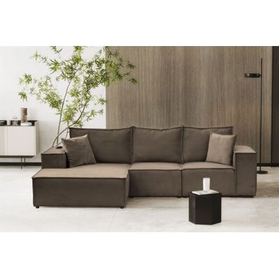 Fun Möbel Ecksofa Sofa ALVARO inkl. QI Ladegerät Stoff Opera Velvet Braun Ottomane Links Fun Möbel Ecksofa Sofa ALVARO inkl. QI Ladegerät Stoff Opera Velvet Braun Ottomane Links