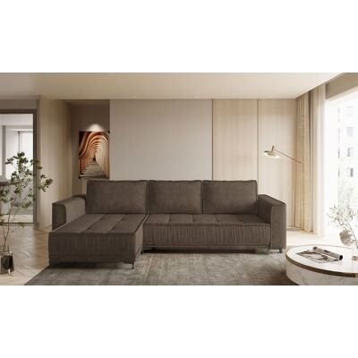 Fun Möbel Ecksofa Schlafsofa Sofa JUNA Stoff Terra Braun Ottomane Links Fun Möbel Ecksofa Schlafsofa Sofa JUNA Stoff Terra Braun Ottomane Links