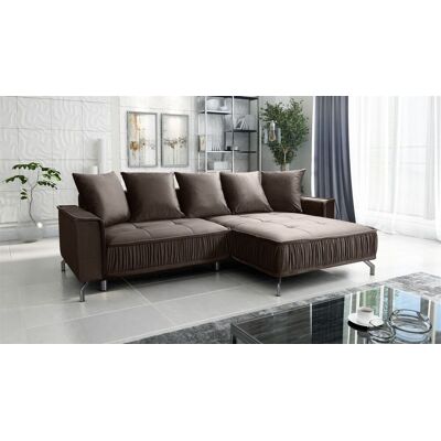 Fun Möbel Ecksofa Schlafsofa Sofa FLORENCE Stoff Element Braun Ottomane Rechts Fun Möbel Ecksofa Schlafsofa Sofa FLORENCE Stoff Element Braun Ottomane Rechts