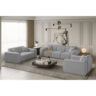 Fun Moebel Sofaset Designersofa CELES 3-2-1 in Stoff Opera Velvet Hellgrau Fun Moebel Sofaset Designersofa CELES 3-2-1 in Stoff Opera Velvet Hellgrau