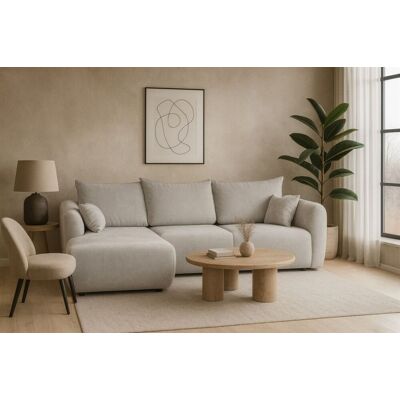 Fun Möbel Ecksofa mit Schlaffunktion RUDEN Sofa in Stoff Raven Hellgrau Ottomane Links Fun Möbel Ecksofa mit Schlaffunktion RUDEN Sofa in Stoff Raven Hellgrau Ottomane Links