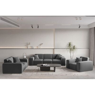Fun Moebel Sofaset Designersofa CELES PREMIUM 3-2-1 in Stoff Opera Velvet Dunkelgrau Fun Moebel Sofaset Designersofa CELES PREMIUM 3-2-1 in Stoff Opera Velvet Dunkelgrau