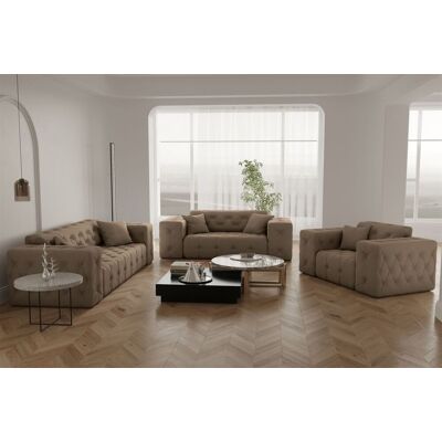 Fun Moebel - CHANTAL - Taupe Opera Velvet - 3-2-1 - Sofa Set Fun Moebel - CHANTAL - Taupe Opera Velvet - 3-2-1 - Sofa Set