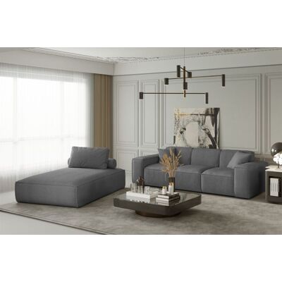 Fun Moebel Sofa Set 2-teilig Sezlong und Sofa 3-Sitzer CELES in Stoff Scala Aschgrau Fun Moebel Sofa Set 2-teilig Sezlong und Sofa 3-Sitzer CELES in Stoff Scala Aschgrau