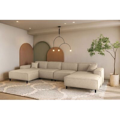 Fun Möbel Wohnlandschaft Sofa U-Form GLORIA in Stoff Artico Beige Fun Möbel Wohnlandschaft Sofa U-Form GLORIA in Stoff Artico Beige