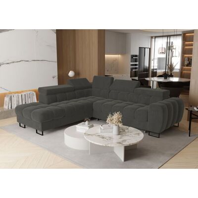 Fun Moebel Ecksofa Schlafsofa BASTIEN MAX in Stoff Terra Dunkelgrau Ottomane Links Fun Moebel Ecksofa Schlafsofa BASTIEN MAX in Stoff Terra Dunkelgrau Ottomane Links