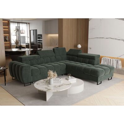 Fun Moebel Ecksofa Schlafsofa BASTIEN MAX in Stoff Terra Grün Ottomane Rechts Fun Moebel Ecksofa Schlafsofa BASTIEN MAX in Stoff Terra Grün Ottomane Rechts