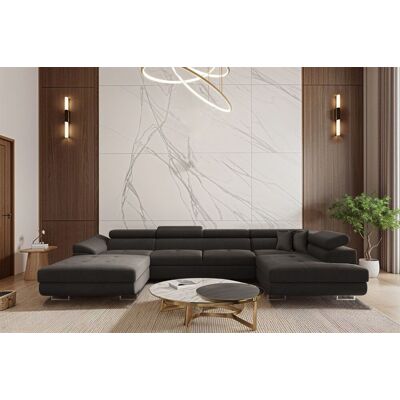 Fun Möbel Wohnlandschaft Schlafsofa Sofa CARMELO in Stoff Nova Grafit Ottomane Links Fun Möbel Wohnlandschaft Schlafsofa Sofa CARMELO in Stoff Nova Grafit Ottomane Links