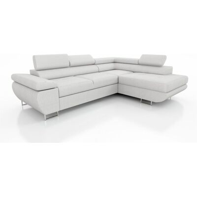 Fun Moebel Couchgarnitur ELON Stoff Hellbeige mit Schlaffunktion Ottomane Rechts Fun Moebel Couchgarnitur ELON Stoff Hellbeige mit Schlaffunktion Ottomane Rechts