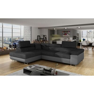Fun Moebel Ecksofa Schlafsofa SARRA Stoff Soft- Inari Grau-Dunkelgrau Ottomane Links Fun Moebel Ecksofa Schlafsofa SARRA Stoff Soft- Inari Grau-Dunkelgrau Ottomane Links
