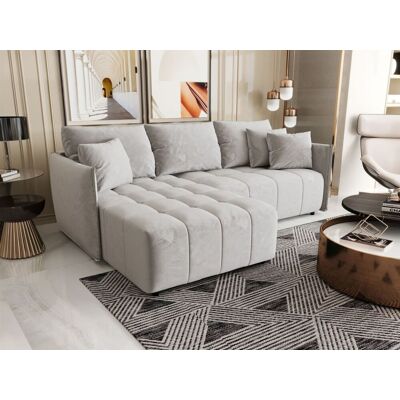 Fun Möbel Ecksofa Schlafsofa TREVISO Stoff Monolith Hellgrau Ottomane Links Fun Möbel Ecksofa Schlafsofa TREVISO Stoff Monolith Hellgrau Ottomane Links