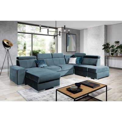 Fun Moebel Wohnlandschaft Schlafsofa NOLAN ink USB Stoff Monolith Petrolblau Ottomane Links Fun Moebel Wohnlandschaft Schlafsofa NOLAN ink USB Stoff Monolith Petrolblau Ottomane Links