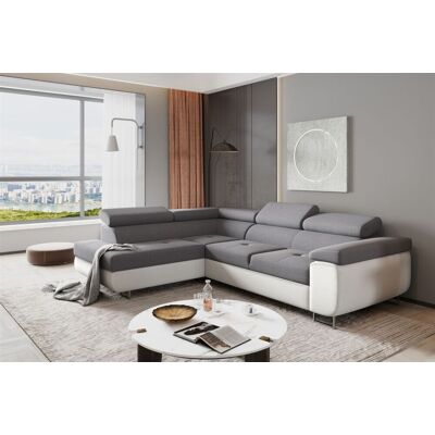 Fun Moebel Ecksofa Sofa JADE Stoff Soft / Sawana Weiss-Grau mit Schlaffunktion Ottomane ... Fun Moebel Ecksofa Sofa JADE Stoff Soft / Sawana Weiss-Grau mit Schlaffunktion Ottomane ...