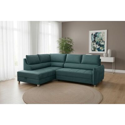 Fun Möbel Ecksofa Schlafsofa Sofa MARNO in Stoff Chill Me Grün Ottomane Links Fun Möbel Ecksofa Schlafsofa Sofa MARNO in Stoff Chill Me Grün Ottomane Links