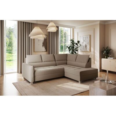 Fun Möbel Ecksofa Schlafsofa Sofa MARNO in Stoff Vogue Taupe Ottomane Rechts Fun Möbel Ecksofa Schlafsofa Sofa MARNO in Stoff Vogue Taupe Ottomane Rechts