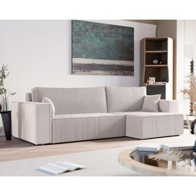 Fun Möbel Ecksofa Schlafsofa Sofa ADARA MAX in Stoff Poso Altweiß Ottomane Rechts Fun Möbel Ecksofa Schlafsofa Sofa ADARA MAX in Stoff Poso Altweiß Ottomane Rechts