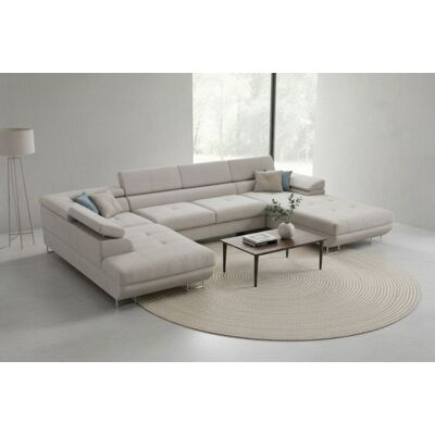 Fun Möbel Wohnlandschaft Schlafsofa GIANLUCA in Stoff Gerra Silbergrau Ottomane 105 cm ... Fun Möbel Wohnlandschaft Schlafsofa GIANLUCA in Stoff Gerra Silbergrau Ottomane 105 cm ...