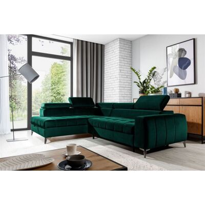 Fun Möbel Ecksofa Schlafsofa Sofa AGNESA Stoff Salvador Dunkelgrün Ottomane Links / Speed Fun Möbel Ecksofa Schlafsofa Sofa AGNESA Stoff Salvador Dunkelgrün Ottomane Links / Speed