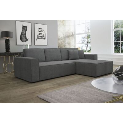Fun Moebel Ecksofa Schlafsofa Sofa CONOR PREMIUM Stoff Poso Dunkelgrau Ottomane Rechts Fun Moebel Ecksofa Schlafsofa Sofa CONOR PREMIUM Stoff Poso Dunkelgrau Ottomane Rechts