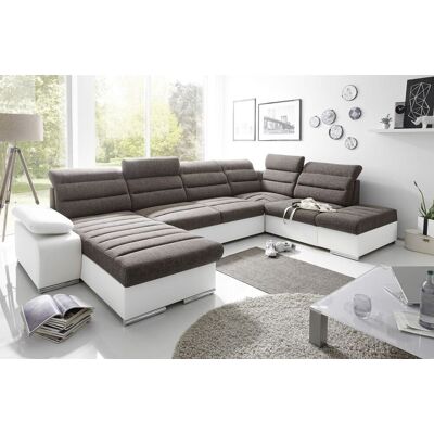 Fun Moebel Couchgarnitur PASCARA U-Form mit Schlaffunktion-Weiss /Ottomane Links Fun Moebel Couchgarnitur PASCARA U-Form mit Schlaffunktion-Weiss /Ottomane Links