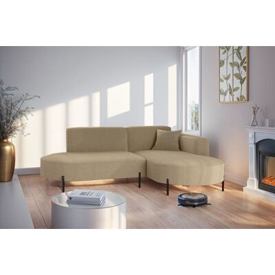 Fun Moebel Ecksofa Designersofa VALENCIA XS in Stoff Quelle Hellbraun Ottomane Rechts Fun Moebel Ecksofa Designersofa VALENCIA XS in Stoff Quelle Hellbraun Ottomane Rechts